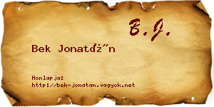 Bek Jonatán névjegykártya